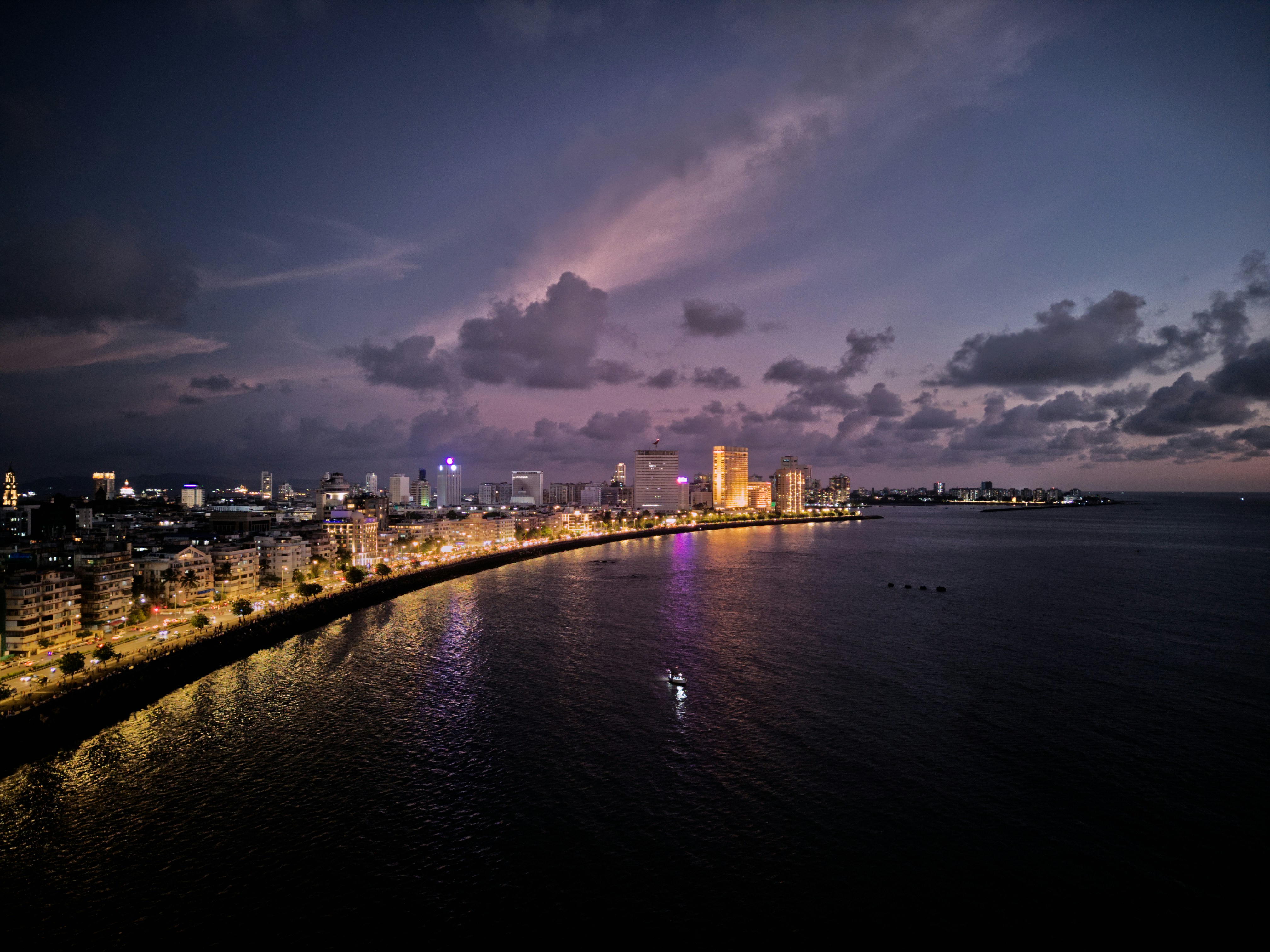 Mumbai coastline at night